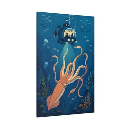 Side Mockup 1. Giant Squid Kids Room Adventure shown as canvas print