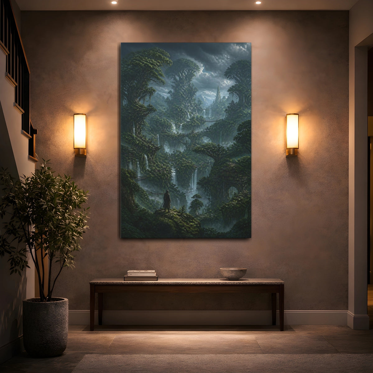 Mockup 2. Giant Tree Realm shown as canvas print