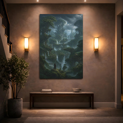 Mockup 2. Giant Tree Realm shown as canvas print