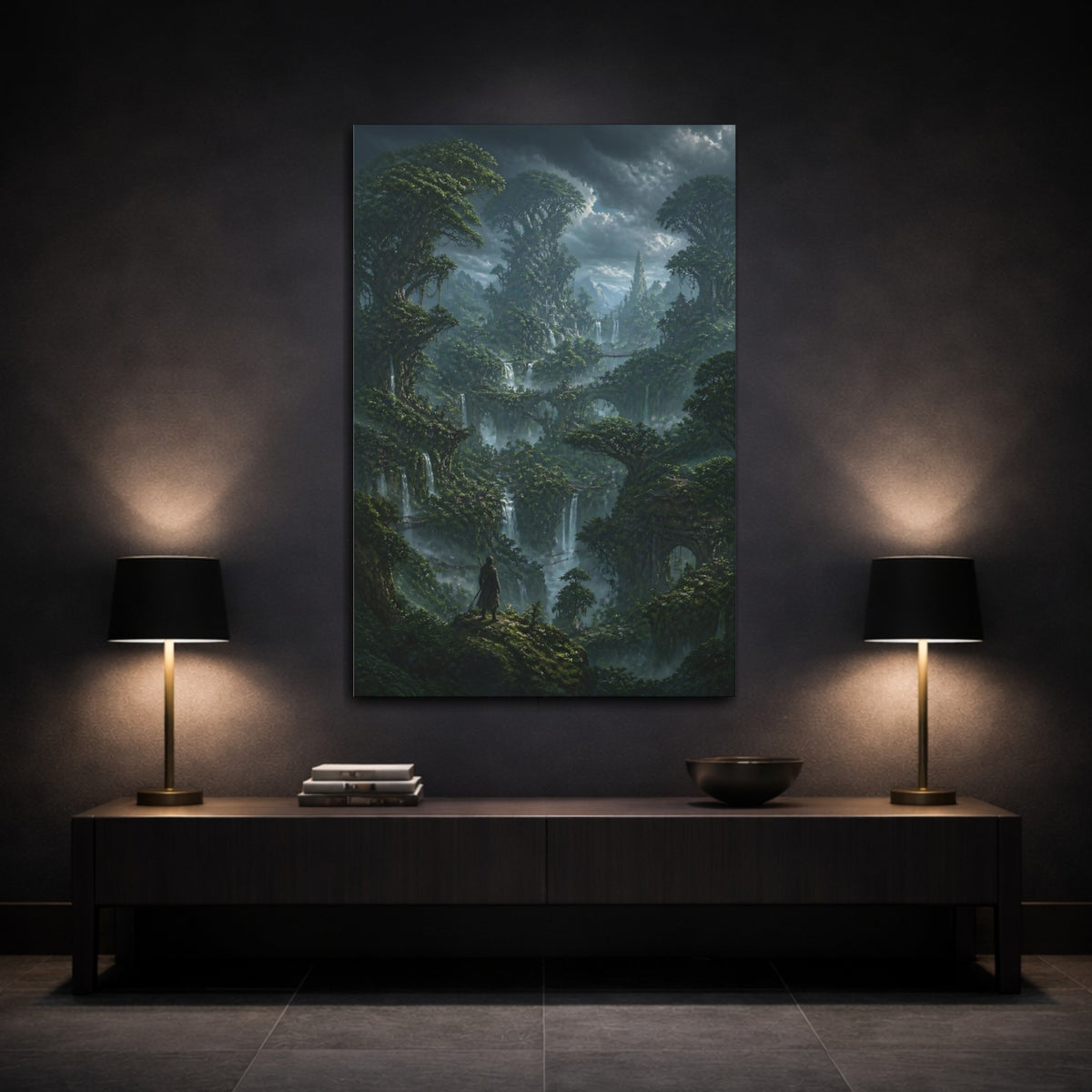 Mockup 3. Giant Tree Realm shown as canvas print