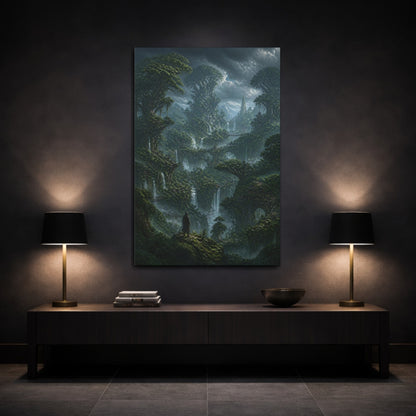 Mockup 3. Giant Tree Realm shown as canvas print