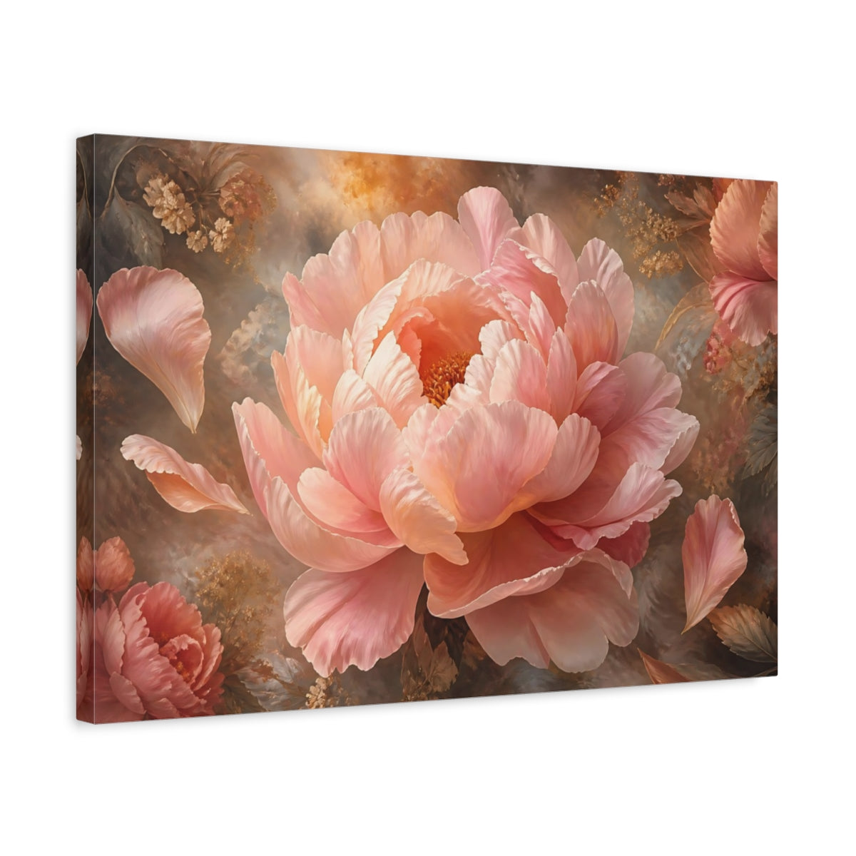 Side Mockup 3. Gigantic Blush Peony shown as canvas print