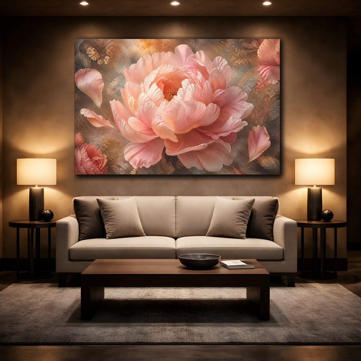 Mockup 2. Gigantic Blush Peony shown as canvas print