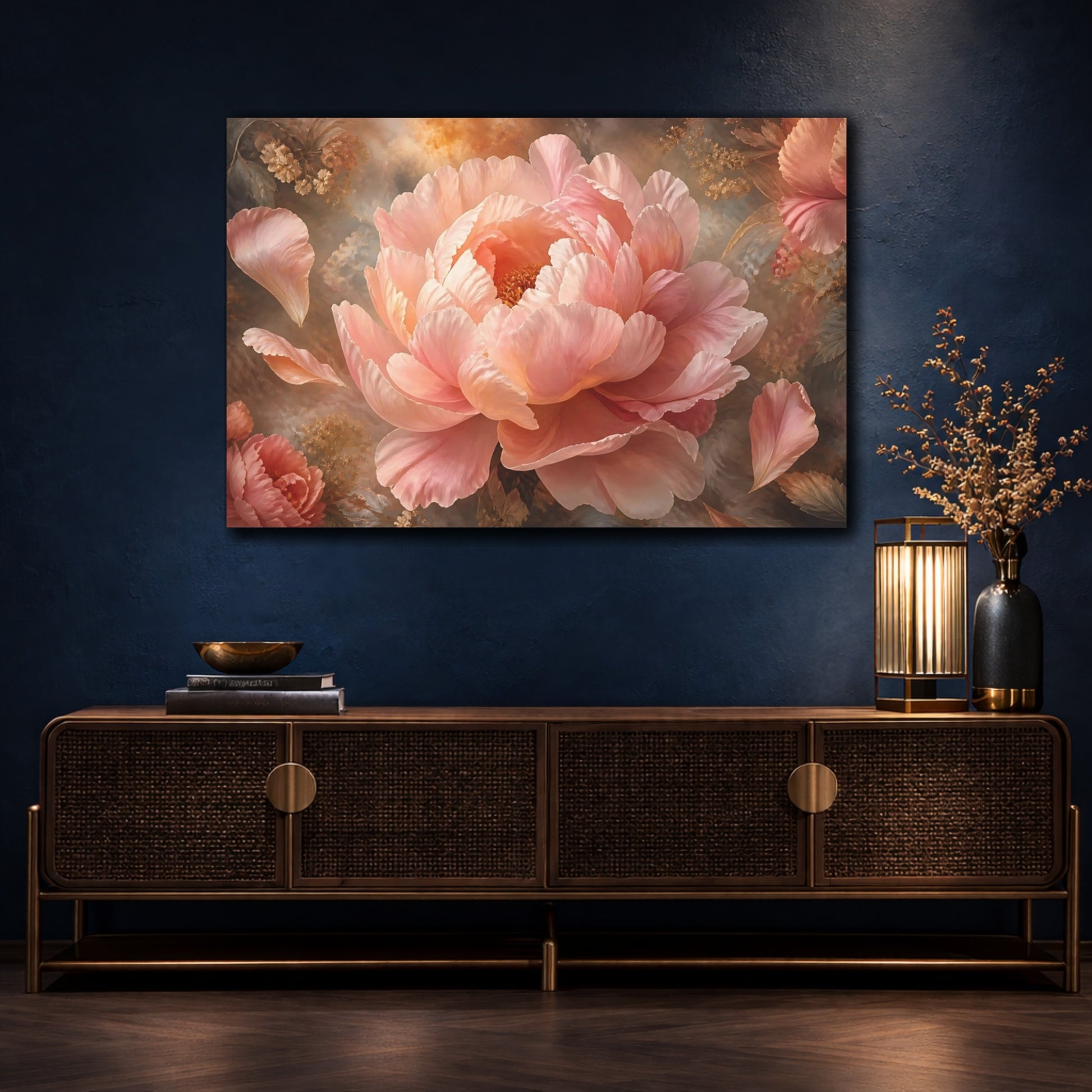 Mockup 4. Gigantic Blush Peony shown as canvas print