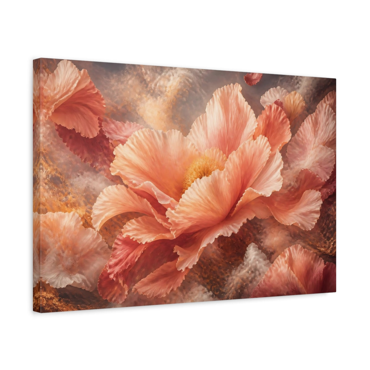 Side Mockup 3. Gigantic Blush Petal Bloom shown as canvas print