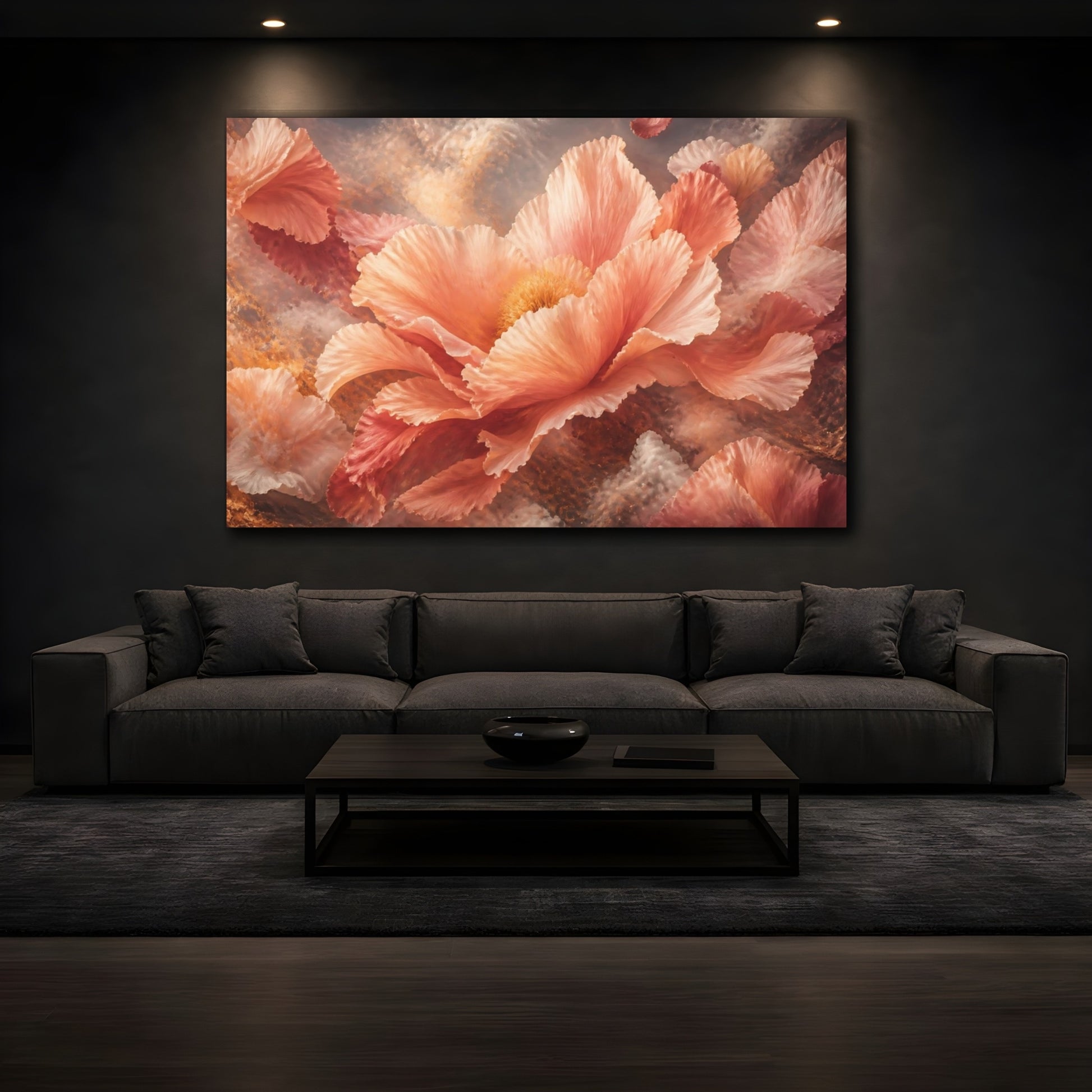 Mockup 3. Gigantic Blush Petal Bloom shown as canvas print