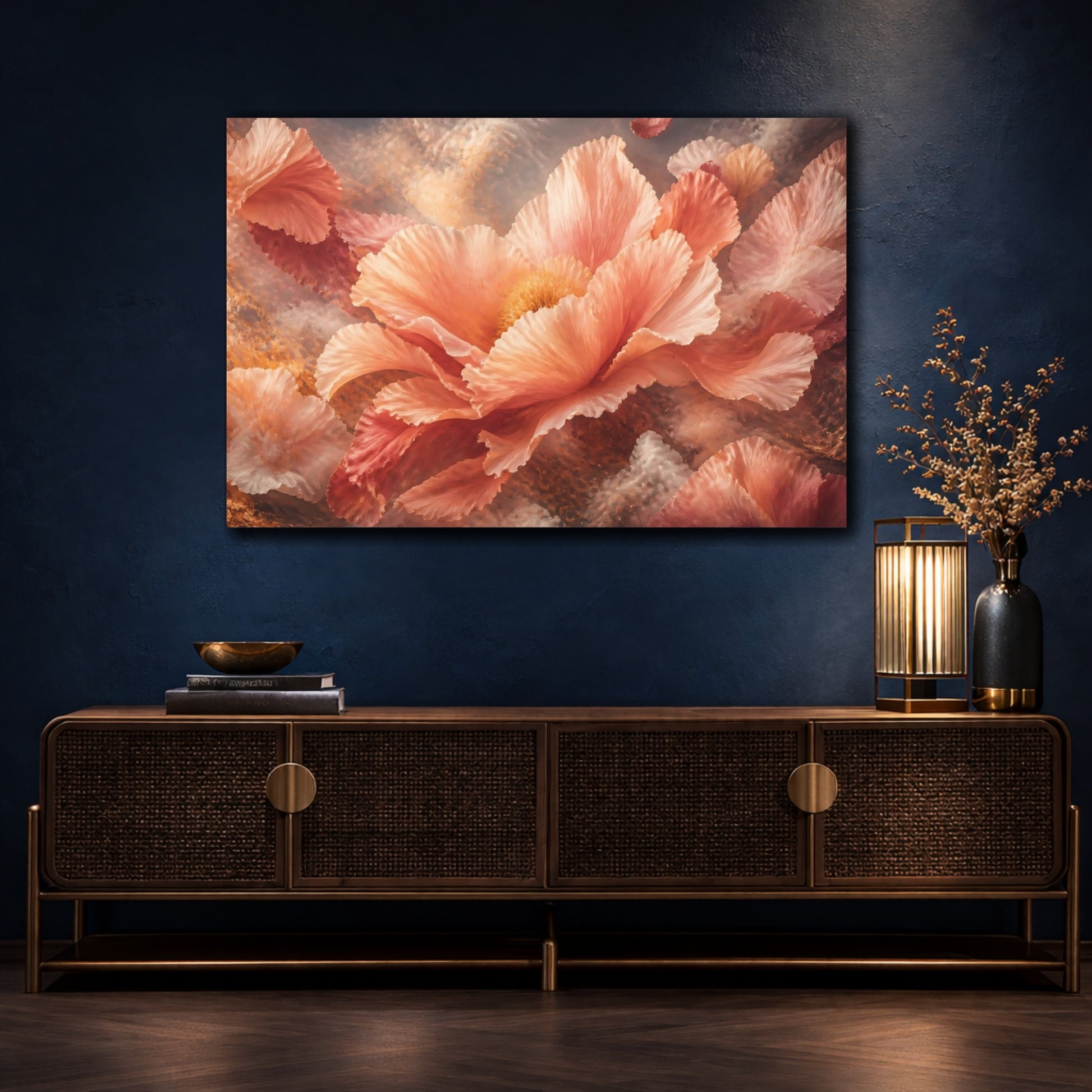 Mockup 4. Gigantic Blush Petal Bloom shown as canvas print