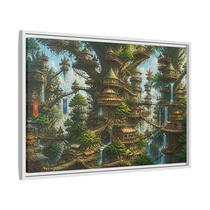 Side Mockup 10. Gigantic Tree City shown as framed canvas print