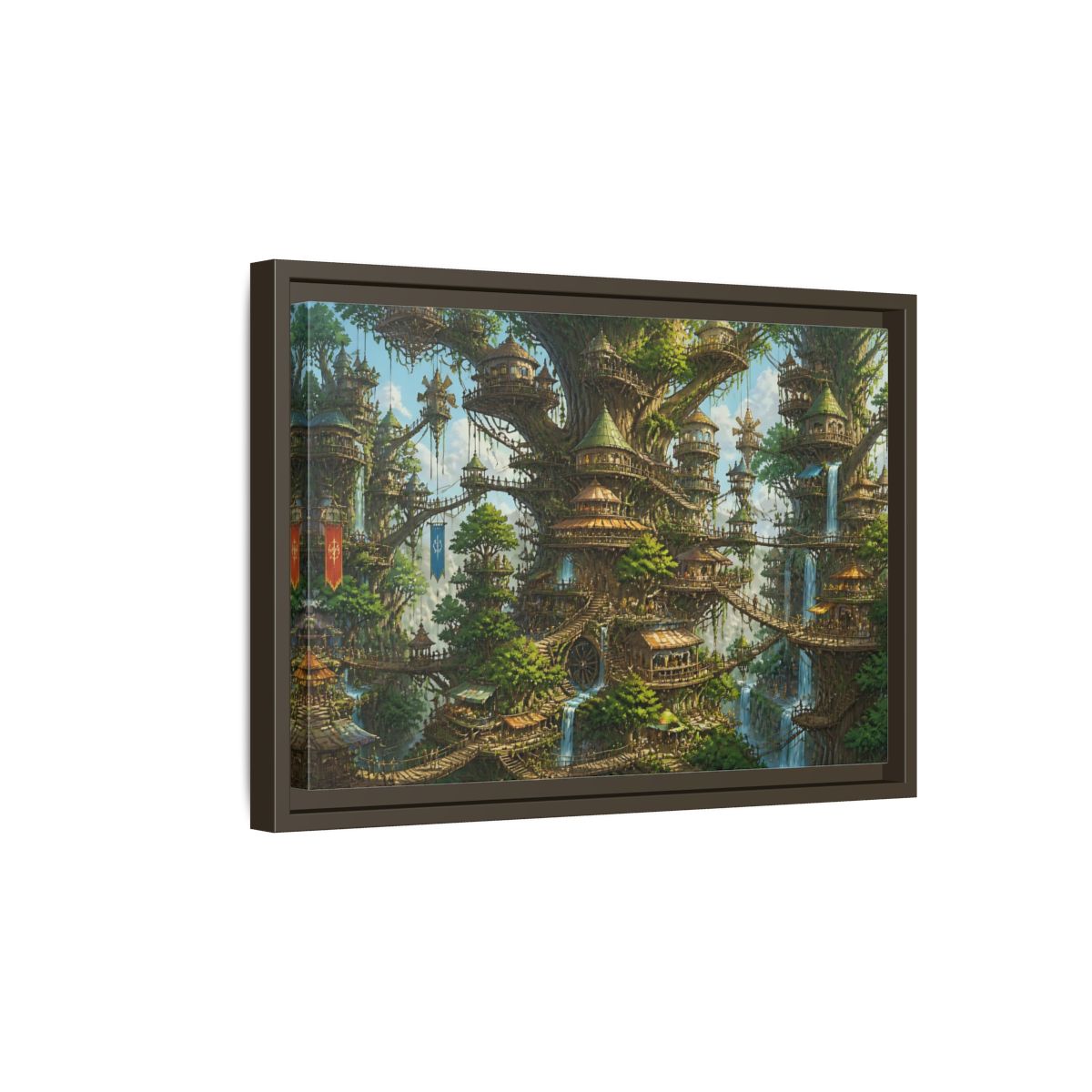 Side Mockup 5. Gigantic Tree City shown as framed canvas print