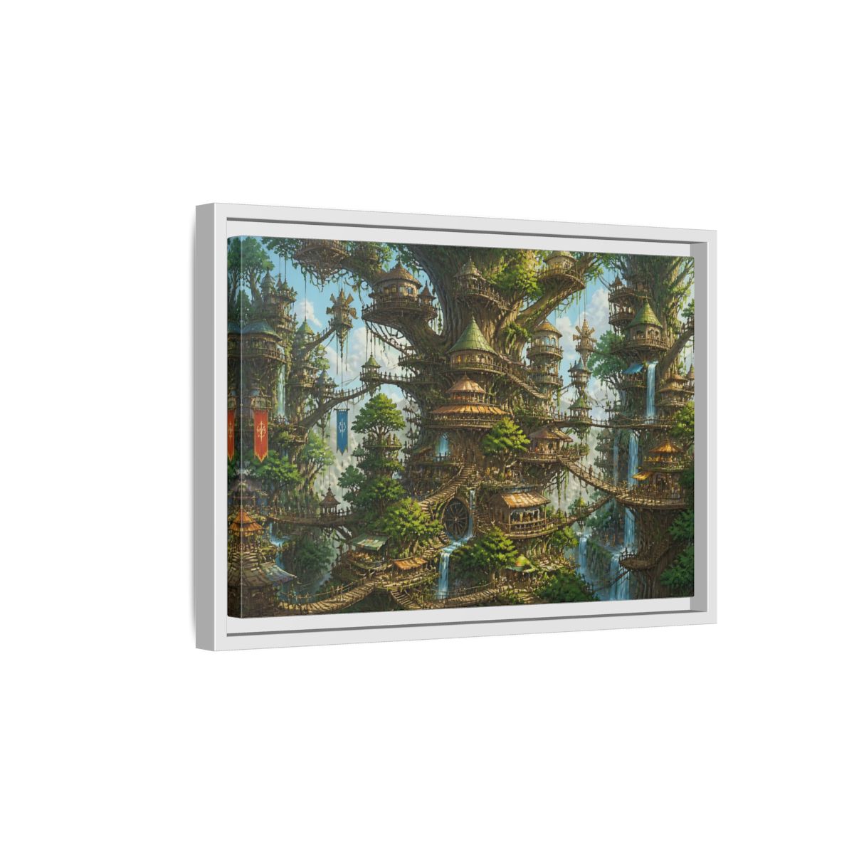 Side Mockup 4. Gigantic Tree City shown as framed canvas print