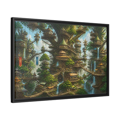 Side Mockup 14. Gigantic Tree City shown as framed canvas print