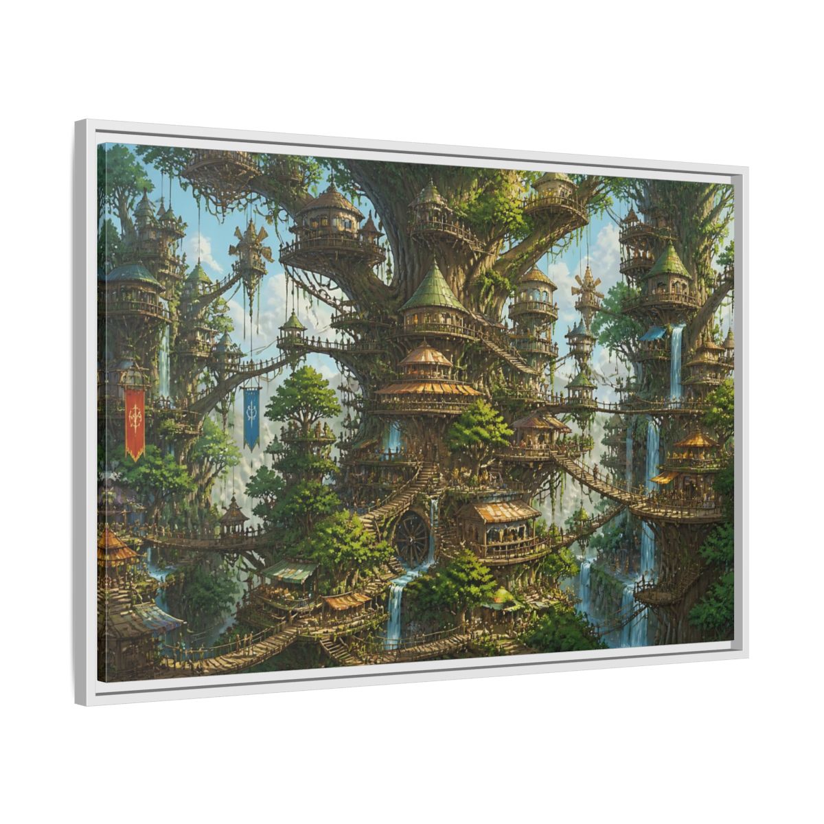 Side Mockup 9. Gigantic Tree City shown as framed canvas print