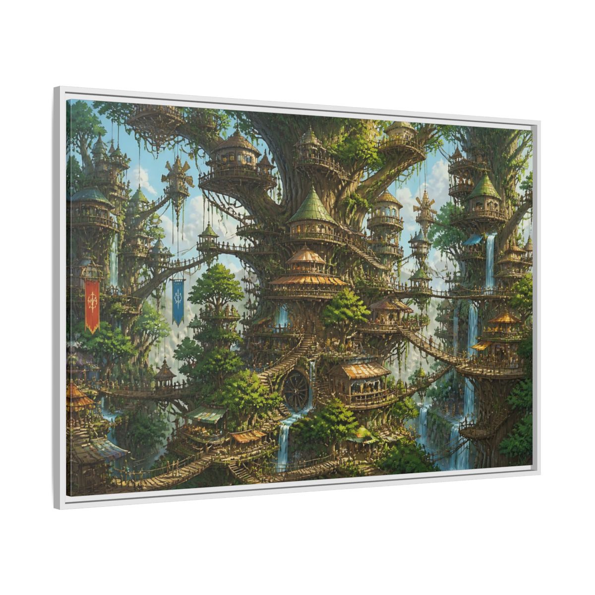 Side Mockup 7. Gigantic Tree City shown as framed canvas print
