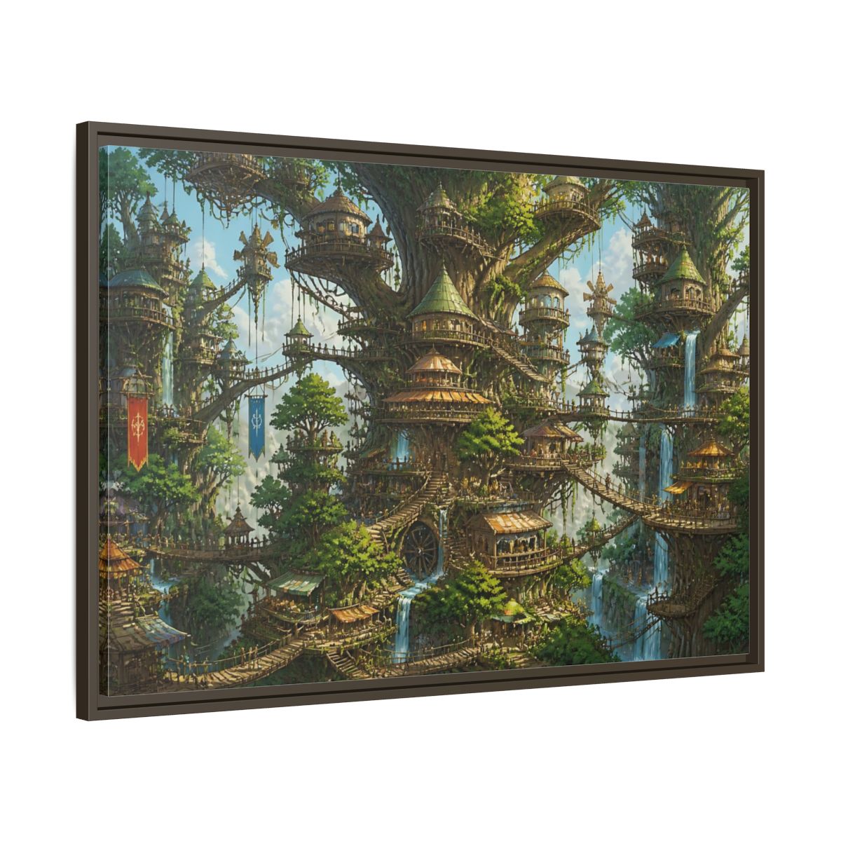 Main Mockup. Gigantic Tree City shown as framed canvas print