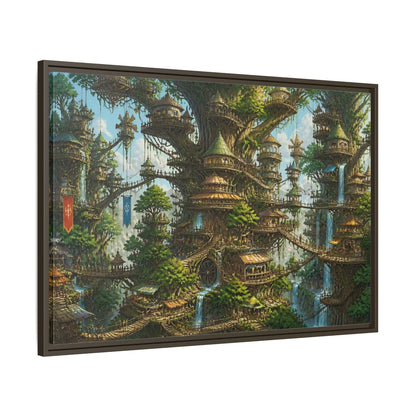 Main Mockup. Gigantic Tree City shown as framed canvas print