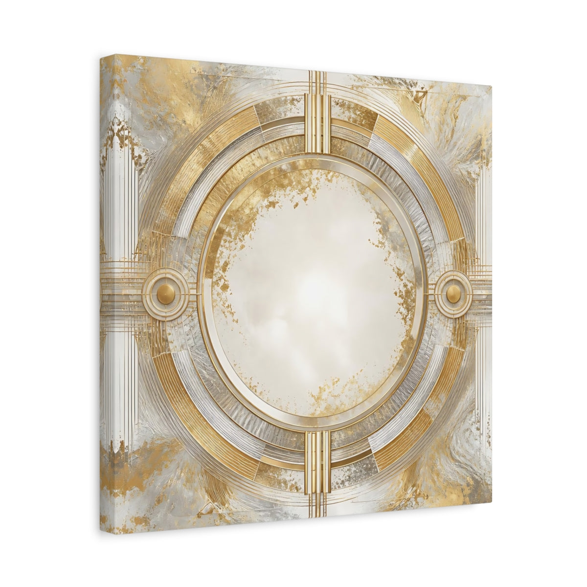 Side Mockup 6. Gilded Art Deco Circle shown as canvas print