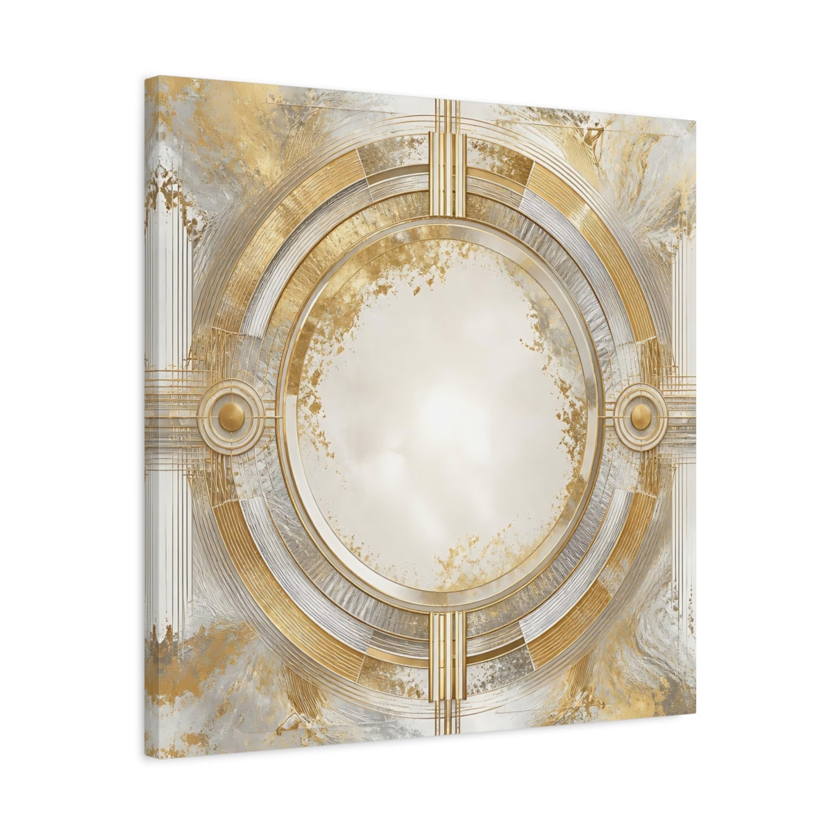 Side Mockup 4. Gilded Art Deco Circle shown as canvas print