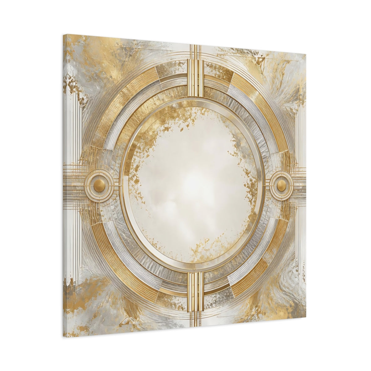 Side Mockup 1. Gilded Art Deco Circle shown as canvas print