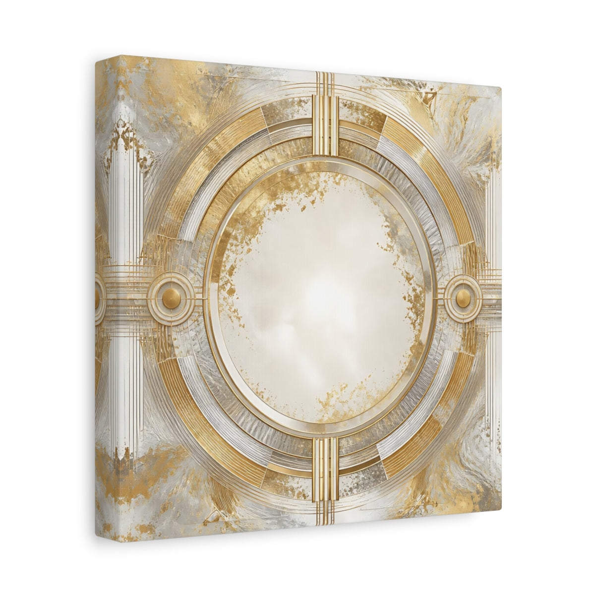Side Mockup 9. Gilded Art Deco Circle shown as canvas print