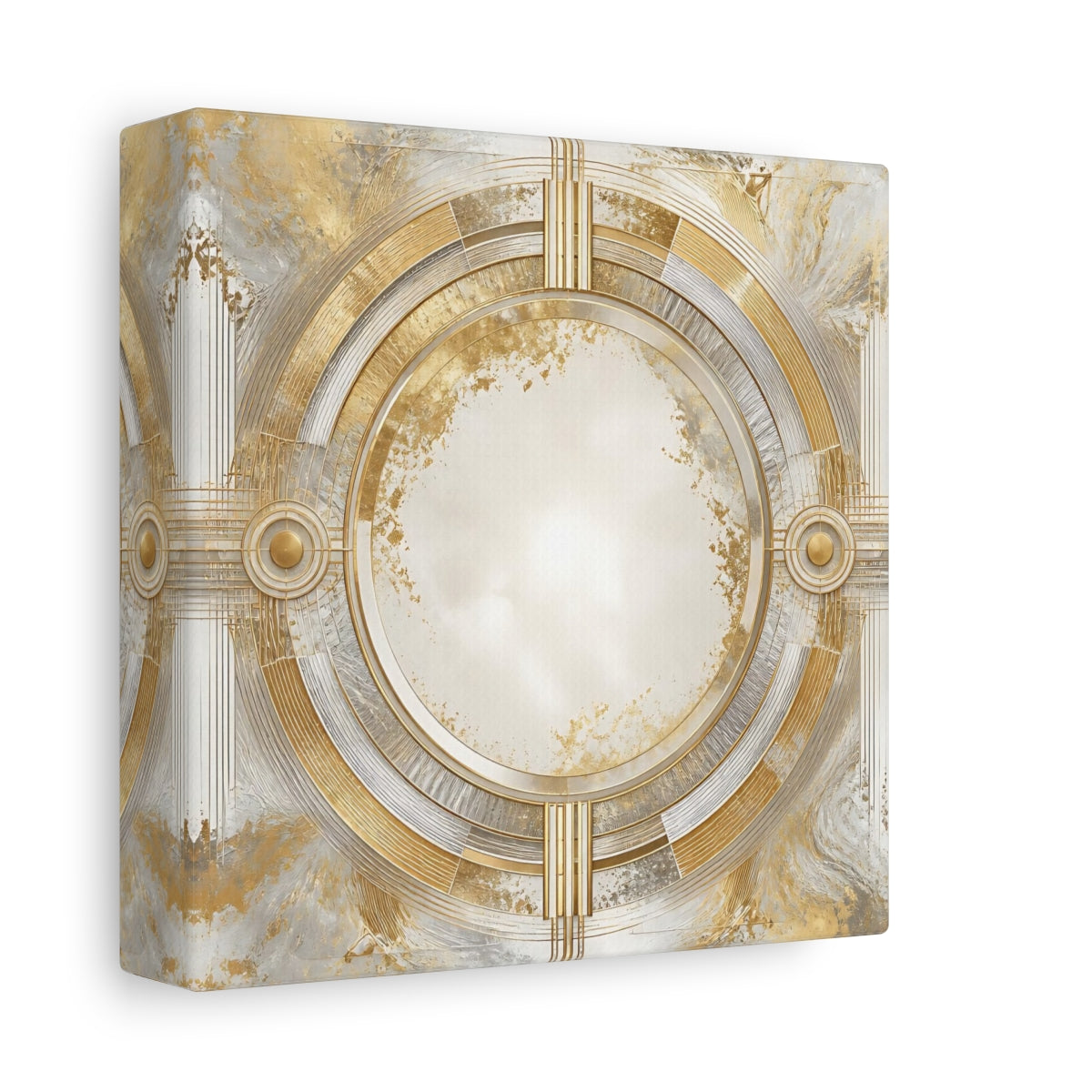 Side Mockup 2. Gilded Art Deco Circle shown as canvas print