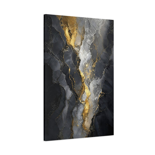 Main Mockup. Gilded Black Marble Veins shown as canvas print