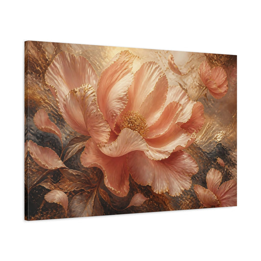 Main Mockup. Gilded Blush Peony shown as canvas print