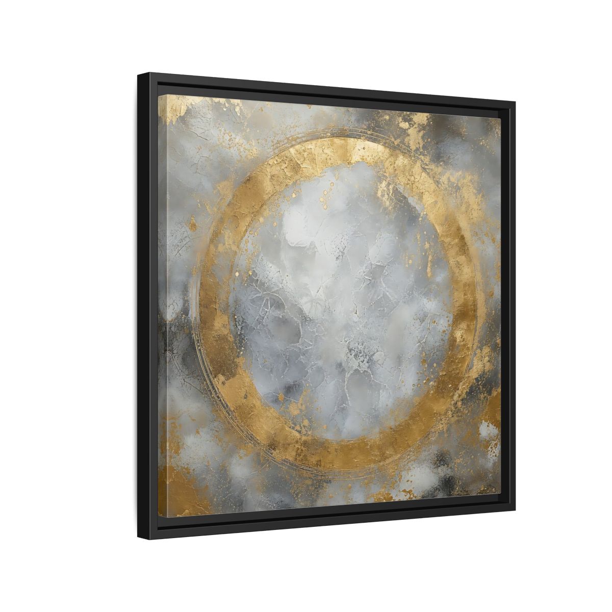 Side Mockup 12. Gilded Circle Abstract shown as framed canvas print