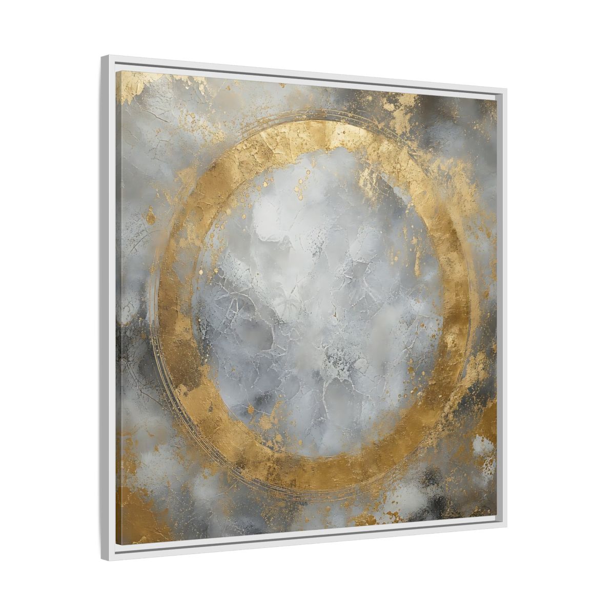 Side Mockup 25. Gilded Circle Abstract shown as framed canvas print