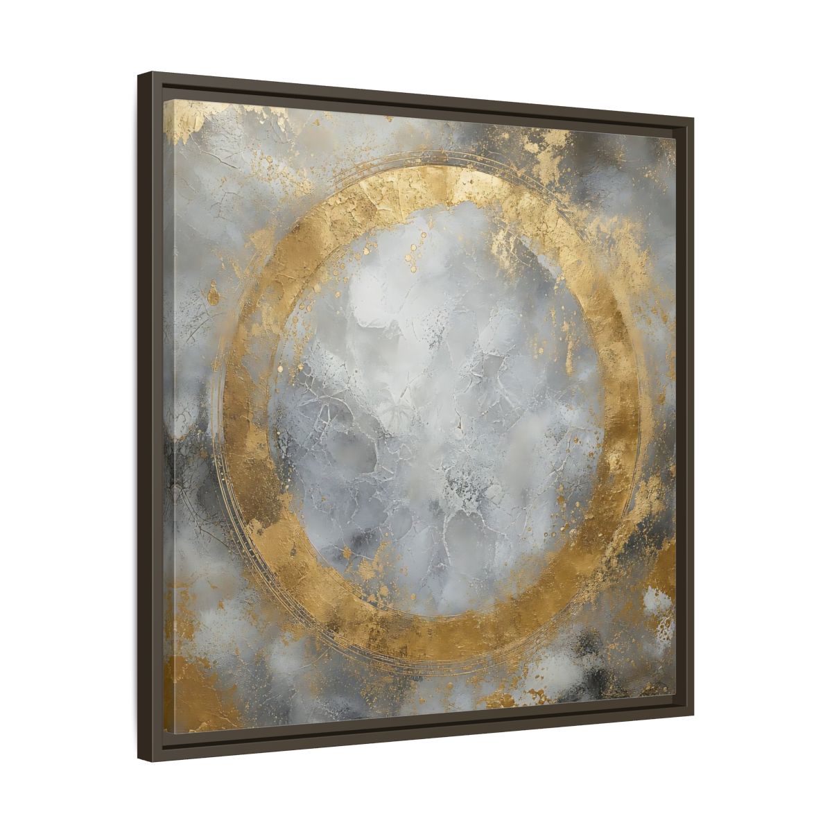 Side Mockup 27. Gilded Circle Abstract shown as framed canvas print