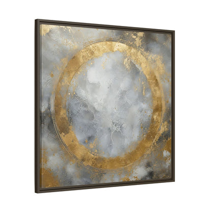 Main Mockup. Gilded Circle Abstract shown as framed canvas print