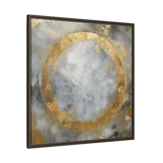Main Mockup. Gilded Circle Abstract shown as framed canvas print