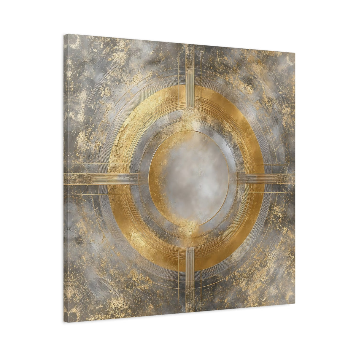 Main Mockup. Gilded Concentric Circle shown as canvas print