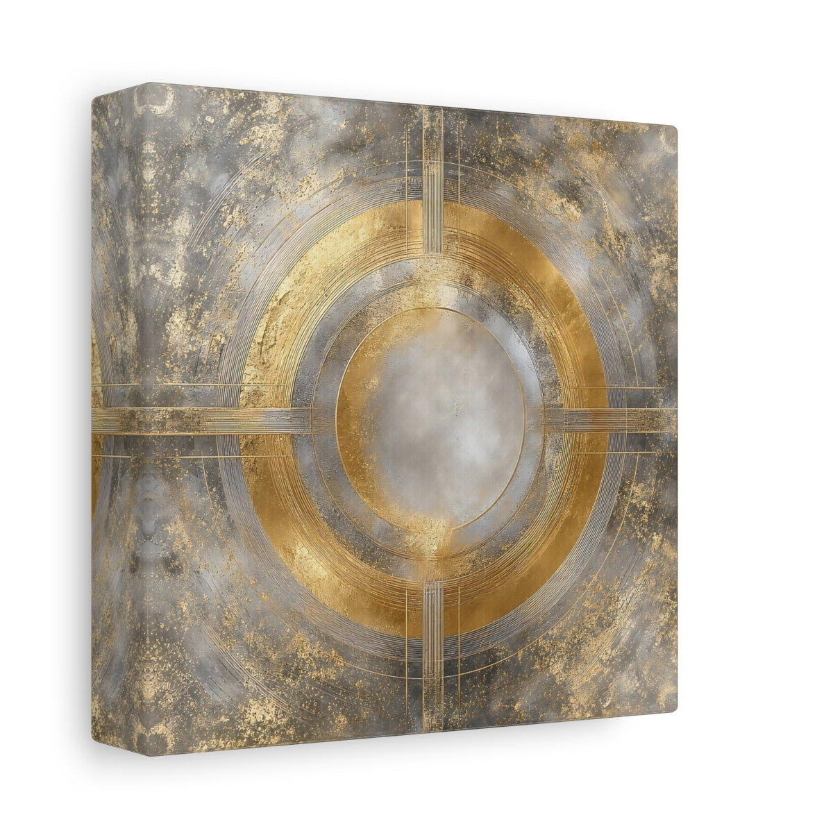 Side Mockup 2. Gilded Concentric Circle shown as canvas print