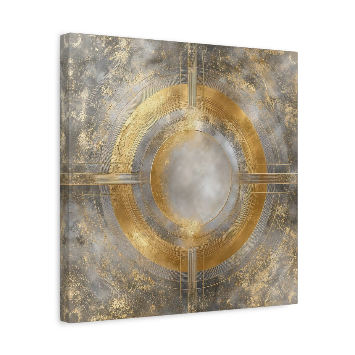 Side Mockup 6. Gilded Concentric Circle shown as canvas print