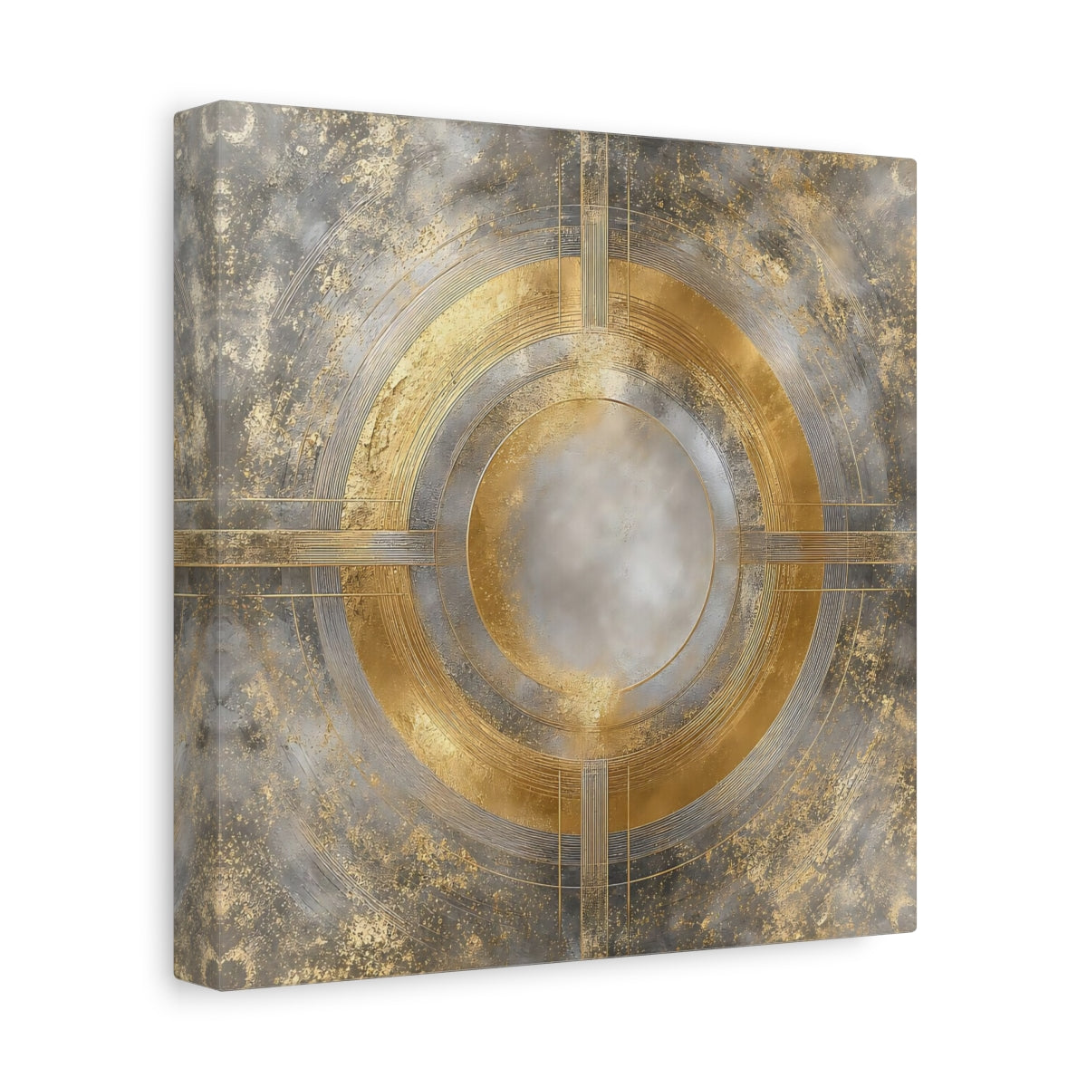 Side Mockup 9. Gilded Concentric Circle shown as canvas print