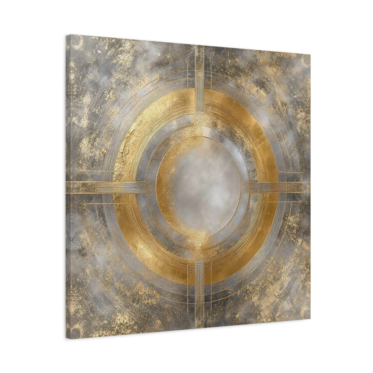 Side Mockup 3. Gilded Concentric Circle shown as canvas print