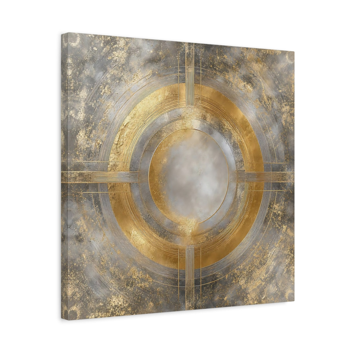 Side Mockup 5. Gilded Concentric Circle shown as canvas print