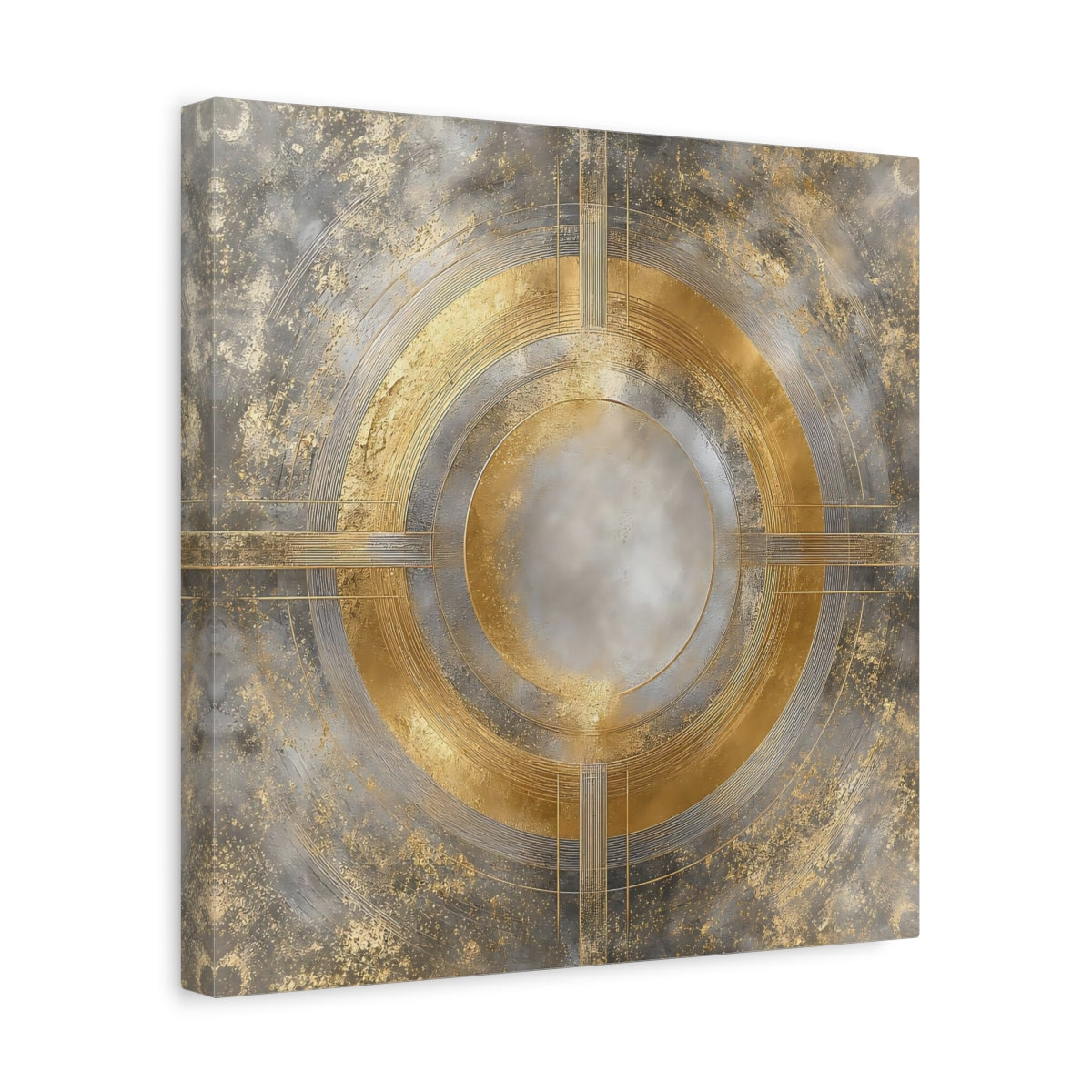 Side Mockup 7. Gilded Concentric Circle shown as canvas print
