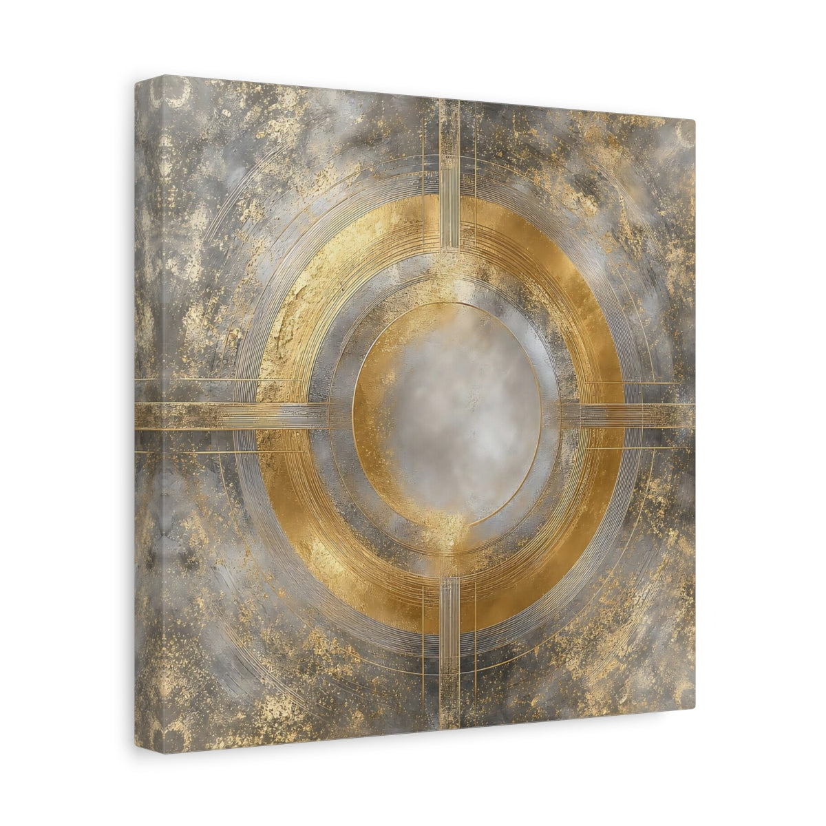 Side Mockup 8. Gilded Concentric Circle shown as canvas print