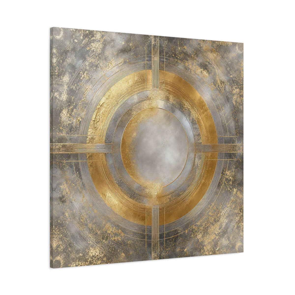 Side Mockup 1. Gilded Concentric Circle shown as canvas print