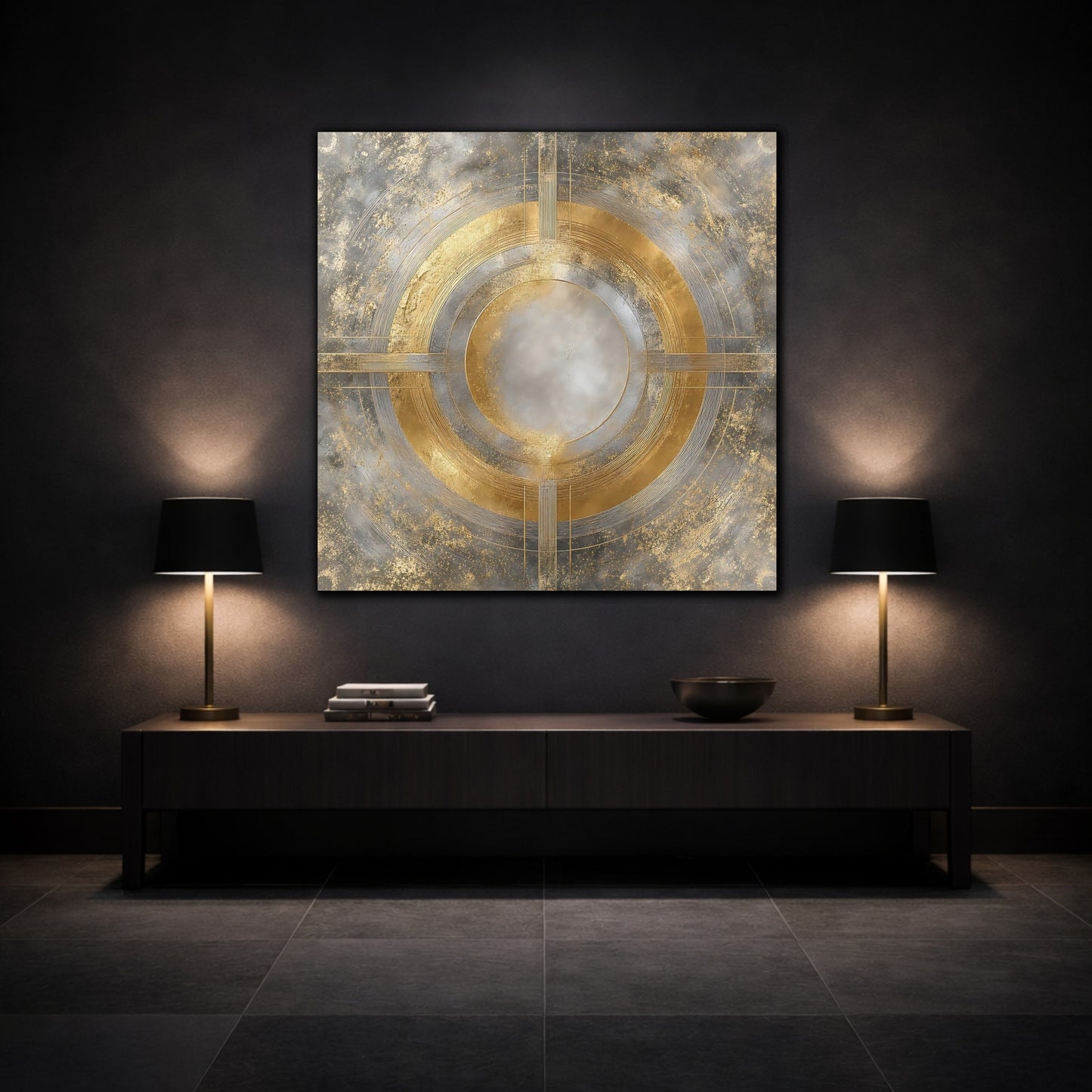 Mockup 3. Gilded Concentric Circle shown as canvas print