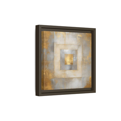 Side Mockup 20. Gilded Concentric Squares shown as framed canvas print