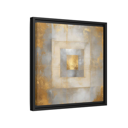 Side Mockup 15. Gilded Concentric Squares shown as framed canvas print