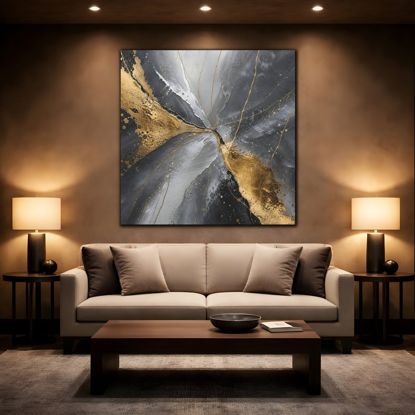 Mockup 2. Gilded Flow shown as canvas print