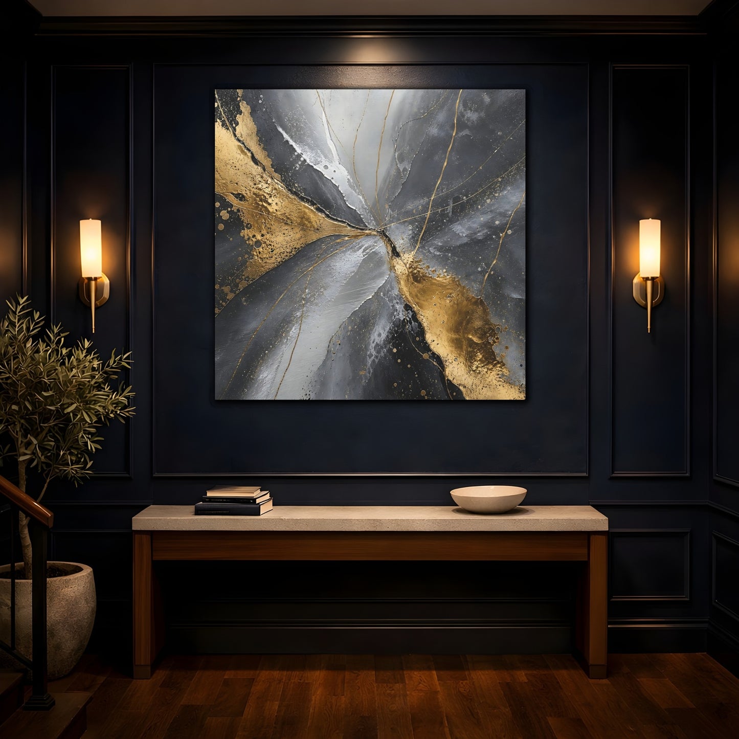 Mockup 4. Gilded Flow shown as canvas print