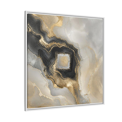 Side Mockup 4. Gilded Geode Abstract shown as framed canvas print