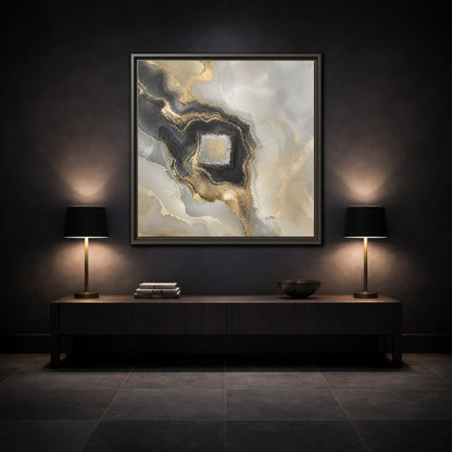 Mockup 3. Gilded Geode Abstract shown as framed canvas print