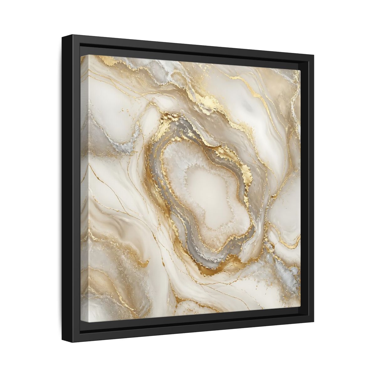 Side Mockup 32. Gilded Geode Elegance shown as framed canvas print