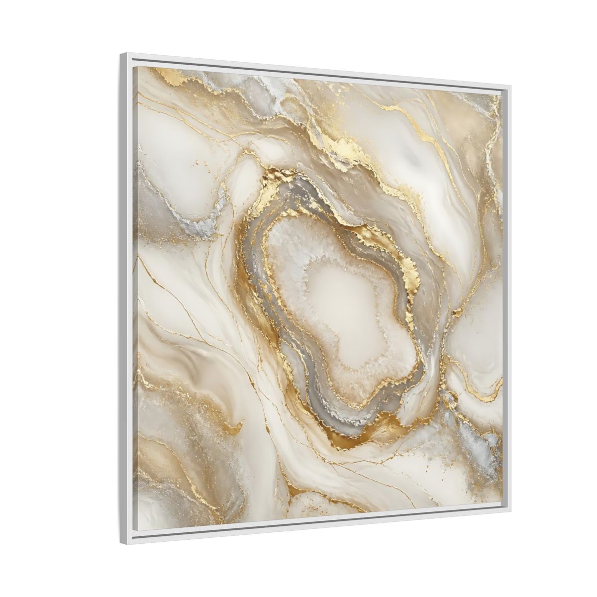 Side Mockup 4. Gilded Geode Elegance shown as framed canvas print