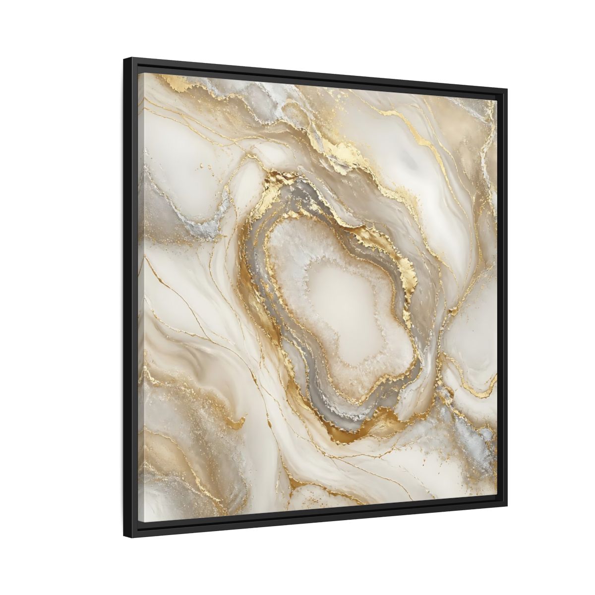 Side Mockup 9. Gilded Geode Elegance shown as framed canvas print